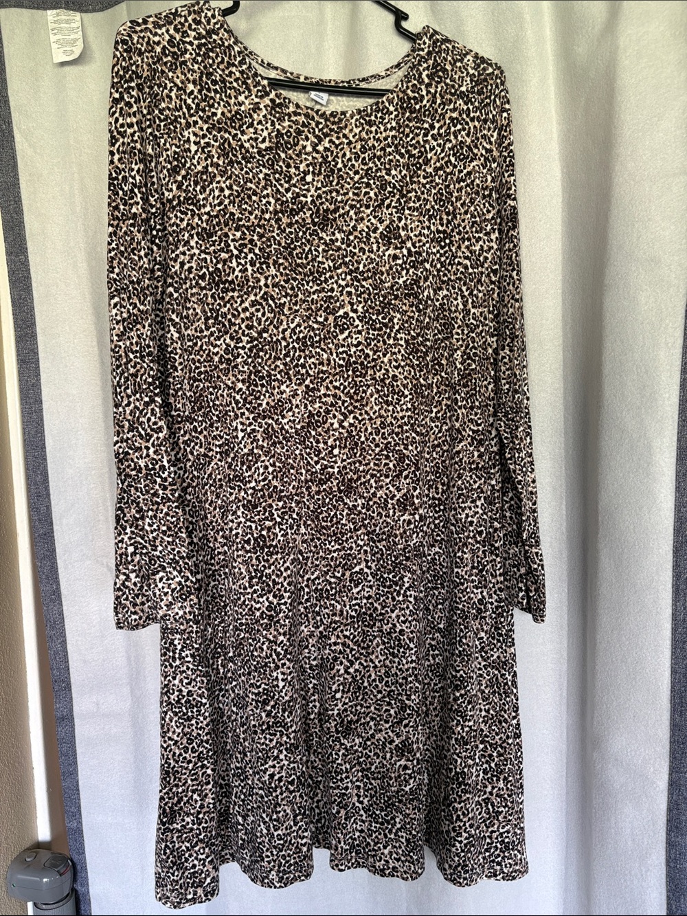 Old Navy Brown and Black Leopard Print Long Sleeve Dress